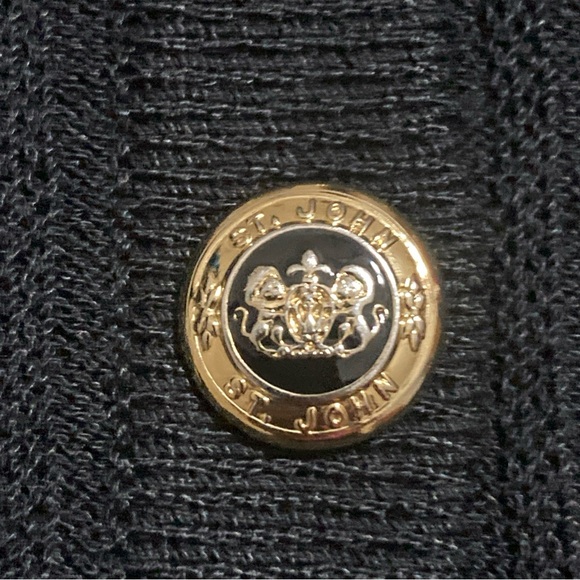 St. John Black Ribbed Cardigan with Gold Buttons women’s size 10 - Picture 4 of 7